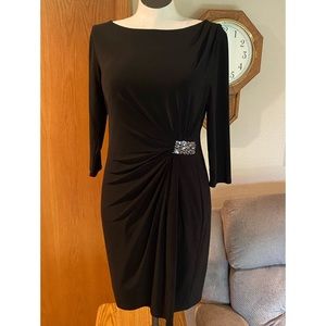 Evan Picone - black sheath dress with costume rhinestone embellishment